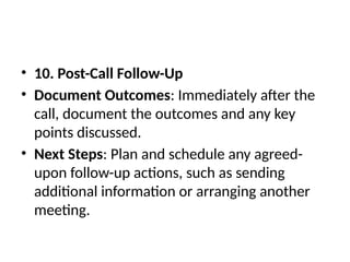 Sample Post Call Doctor Pre call planing are as many types of doctors as there are people. Some ...