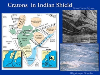 Cratons in Indian ShieldCratons in Indian ShieldGorur Gneiss, Mysore
Biligirirangan Granulite
 