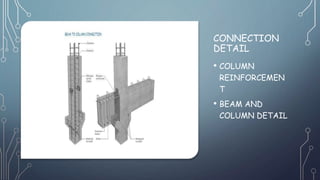 CONNECTION
DETAIL
• COLUMN
REINFORCEMEN
T
• BEAM AND
COLUMN DETAIL
 