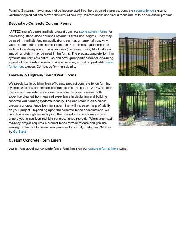 Precast Fence Forming Systems