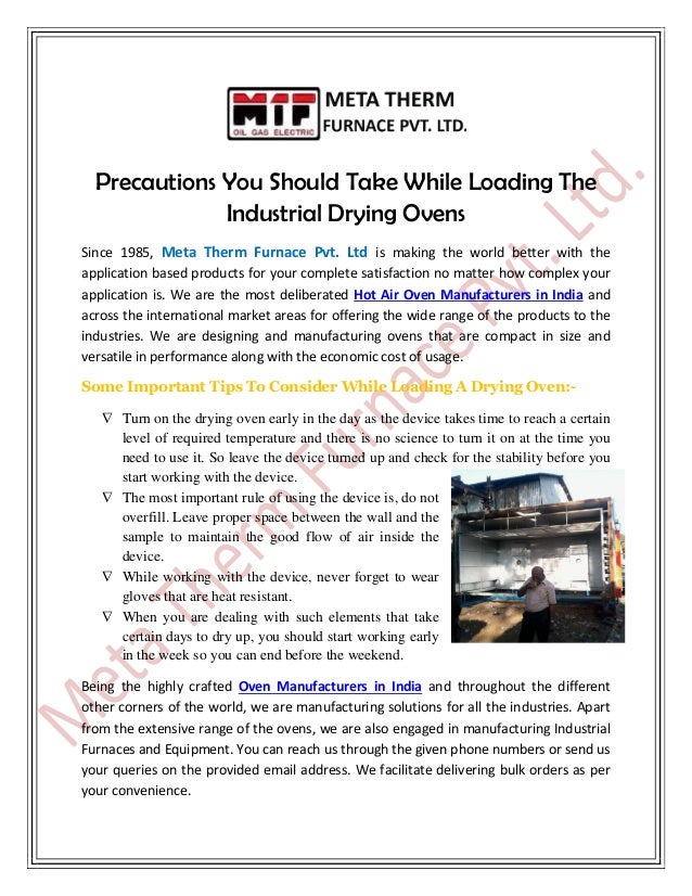 Precautions You Should Take While Loading The Industrial Drying Ovens