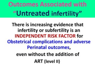 Outcomes Associated with
“Untreated infertility”
There is increasing evidence that
infertility or subfertility is an
INDEP...