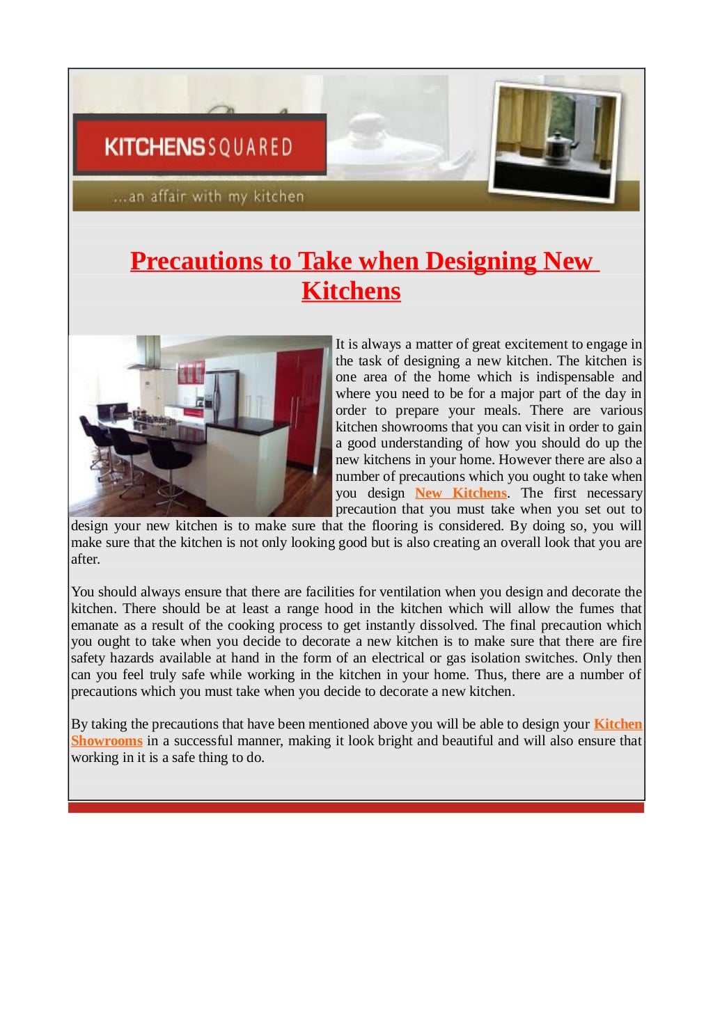 Precautions to take when designing new kitchens