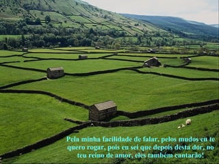 Pela minha facilidade de falar, pelos mudos eu te quero rogar, pois eu sei que depois desta dor, no teu reino de amor, eles também cantarão! 