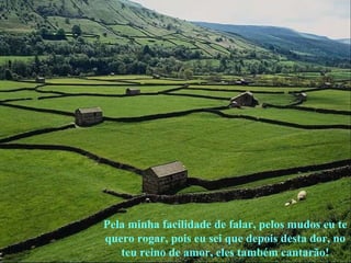 Pela minha facilidade de falar, pelos mudos eu te quero rogar, pois eu sei que depois desta dor, no teu reino de amor, eles também cantarão! 