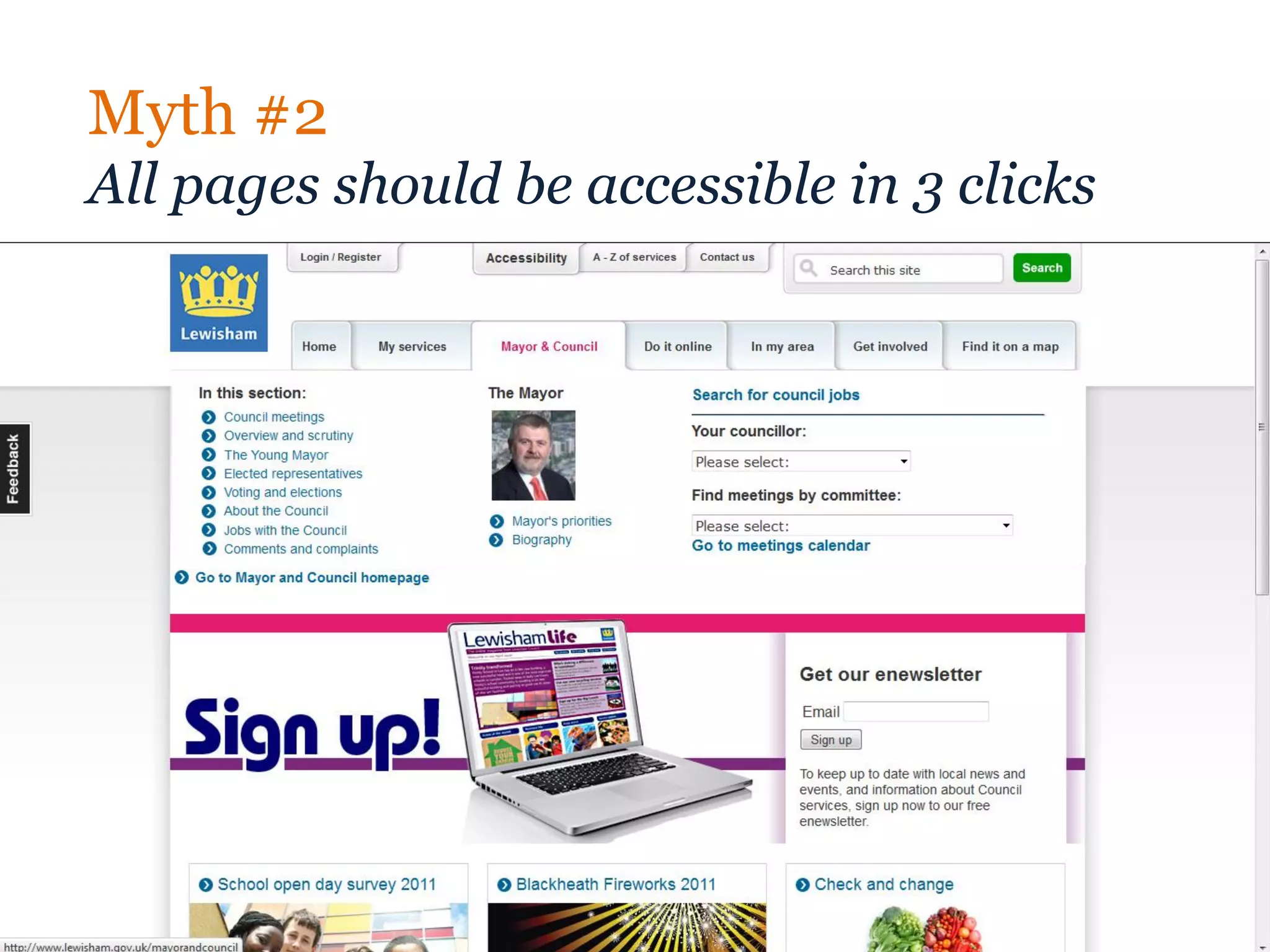 Myth #2
All pages should be accessible in 3 clicks
 