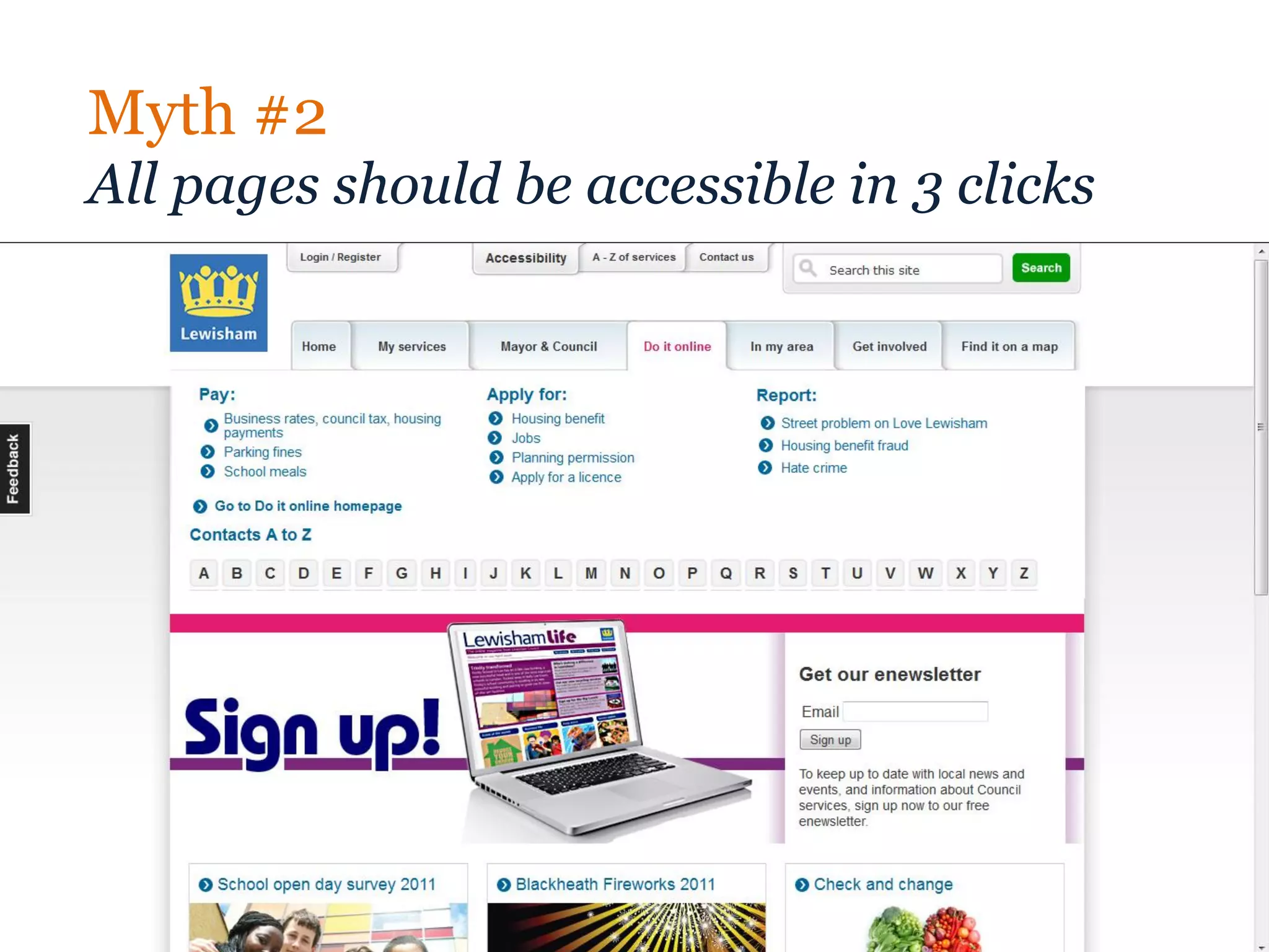 Myth #2
All pages should be accessible in 3 clicks
 