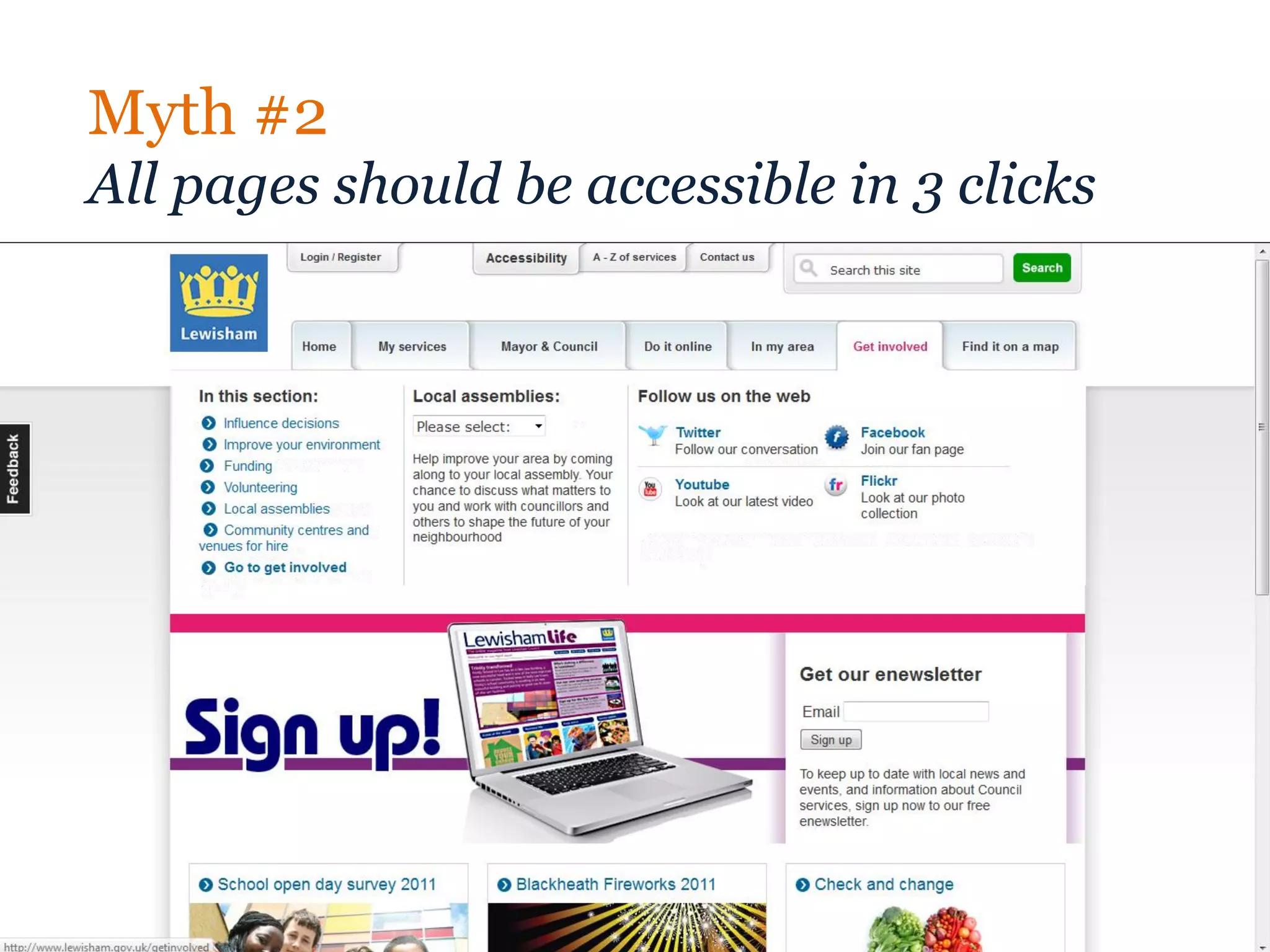 Myth #2
All pages should be accessible in 3 clicks
 
