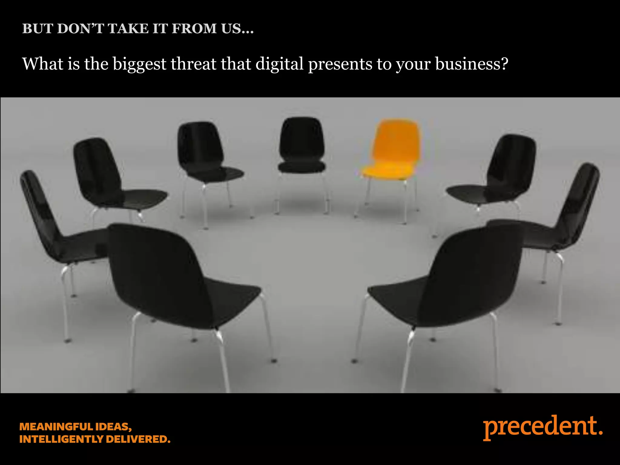 BUT DON’T TAKE IT FROM US…
What is the biggest threat that digital presents to your business?
 