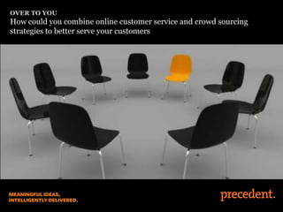 OVER TO YOU
How could you combine online customer service and crowd sourcing
strategies to better serve your customers
 