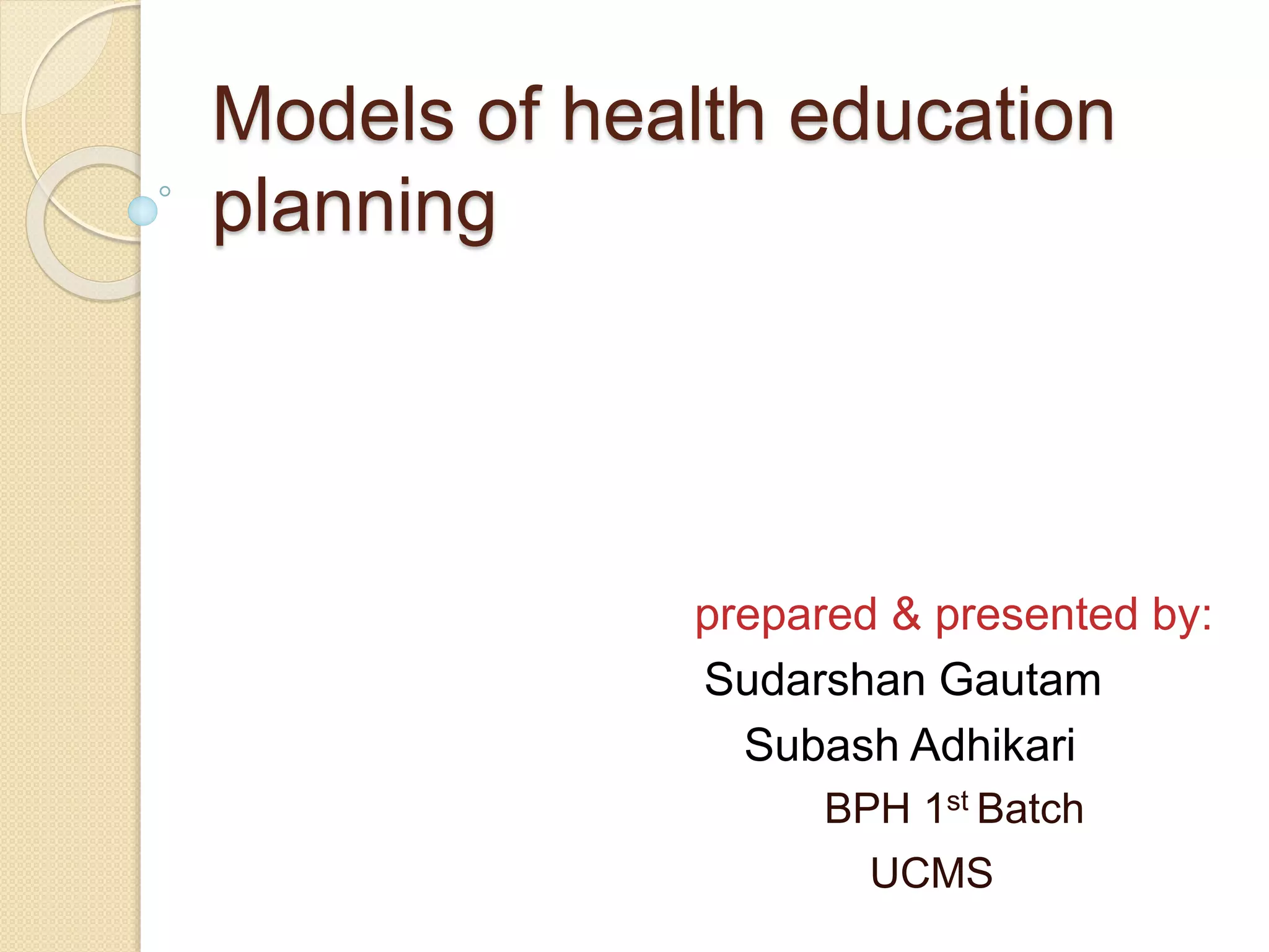 Preceed proceed model of health planning PPT