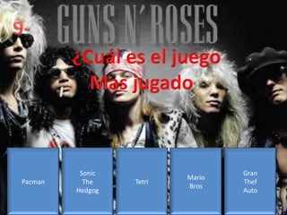 Sonic                   Gran
                          Mario
Pacman     The    Tetri           Thef
                          Bros
         Hedgog                   Auto
 