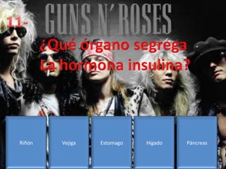 Riñón   Vejiga   Estomago   Hígado   Páncreas
 