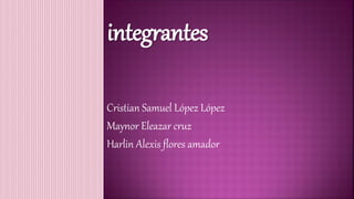 Cristian Samuel López López
Maynor Eleazar cruz
Harlin Alexis flores amador
integrantes
 