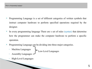 Different Programming Language Syntax preChapter3.pptx introduction to programming | PPTX