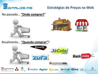 Estratégias	
  de	
  Preços	
  na	
  Web	
  
No	
  passado…	
  “Onde	
  comprar?”	
  
Atualmente…	
  “Quando	
  comprar”?	
  
 