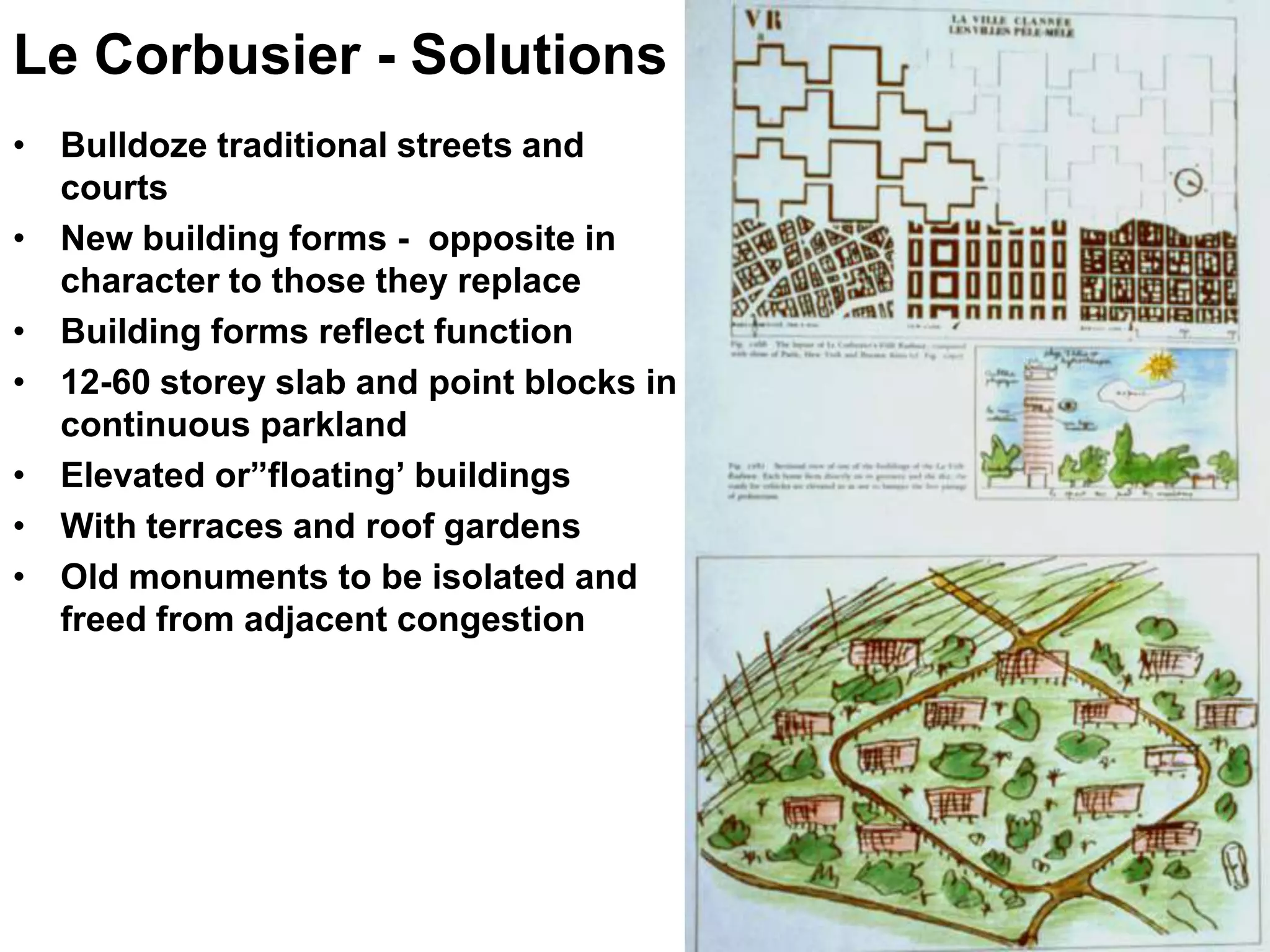 Le CorbusierManifesto or INTENT: We mustdecongest the centres of our cities