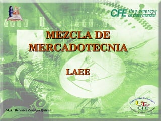 MEZCLA DE 
MERCADOTECNIA 
LAEE 
M.A. Berenice Zamilpa Quiroz 
 