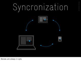 Syncronization
                                  •


                                      •
                              •

Devices are always in sync.
 
