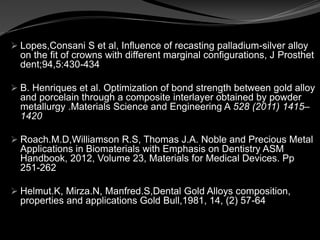 Precious metal alloys in dentistry Slide 60