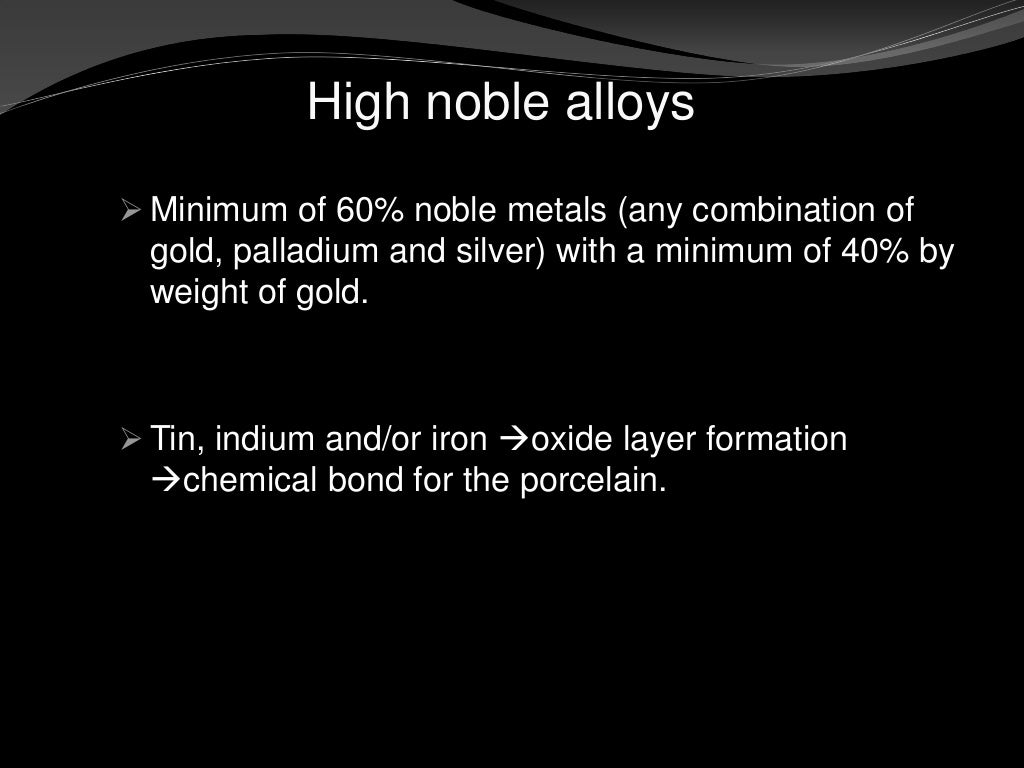 Precious metal alloys in dentistry