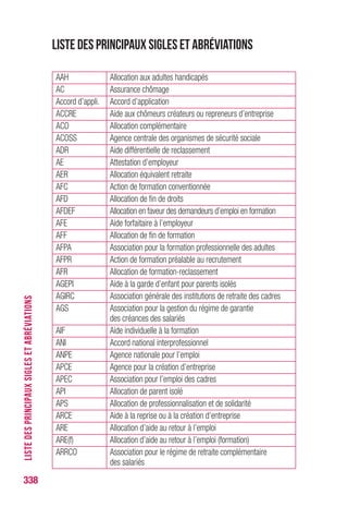 338
CI-RMA Contrat d’insertion-revenu minimum d’activité
CIVIS Contrat d’insertion dans la vie sociale
CMAF Caisse maritime d’allocations familiales
CMSA Caisse de mutualité sociale agricole
CMU Couverture maladie universelle
CNAMTS Caisse nationale d’assurance maladie
des travailleurs salariés
CNAV Caisse nationale d’assurance vieillesse
CP Congés payés
CPF Compte personnel de formation
CPS Caisse de prévoyance sociale
CRDS Contribution pour le remboursement de la dette sociale
CRP Convention de reclassement personnalisé
CSG Contribution sociale généralisée
CSP Contrat de sécurisation professionnelle
CSS Code de la sécurité sociale
CT Code du travail
CTP Contrat de transition professionnelle
CUI Contrat unique d’insertion
DADS Déclaration annuelle des données sociales
DARES Direction de l’animation de la recherche, des études
et des statistiques
DGEFP Délégation générale à l’emploi
et à la formation professionnelle
DIF Droit individuel à la formation
DIRECCTE Direction régionale des entreprises, de la concurrence,
de la consommation, du travail et de l’emploi
DIRECCTE-UT Unité territoriale de la Direccte (ex Ddtefp)
DOM Département d’Outre Mer
DRA Déclaration de régularisation annuelle
DSM Déclaration de situation mensuelle
DSN Déclaration sociale nominative
EEE Espace économique européen
EPA Etablissement public administratif
EIRL Entrepreneur individuel à responsabilité limitée
LISTEDESPRINCIPAUXSIGLESETABRÉVIATIONS
 
