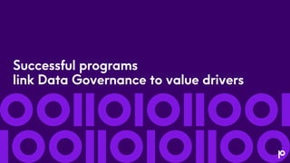 Successful programs
link Data Governance to value drivers
 