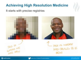 © 2014 Health Catalyst 
www.healthcatalyst.com 
Achieving High Resolution Medicine 
It starts with precise registries 
Fol...