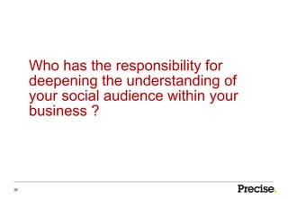 Who has the responsibility for
     deepening the understanding of
     your social audience within your
     business ?




35
 