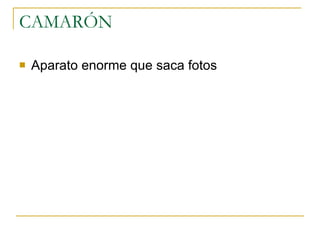 CAMARÓN  Aparato enorme que saca fotos  