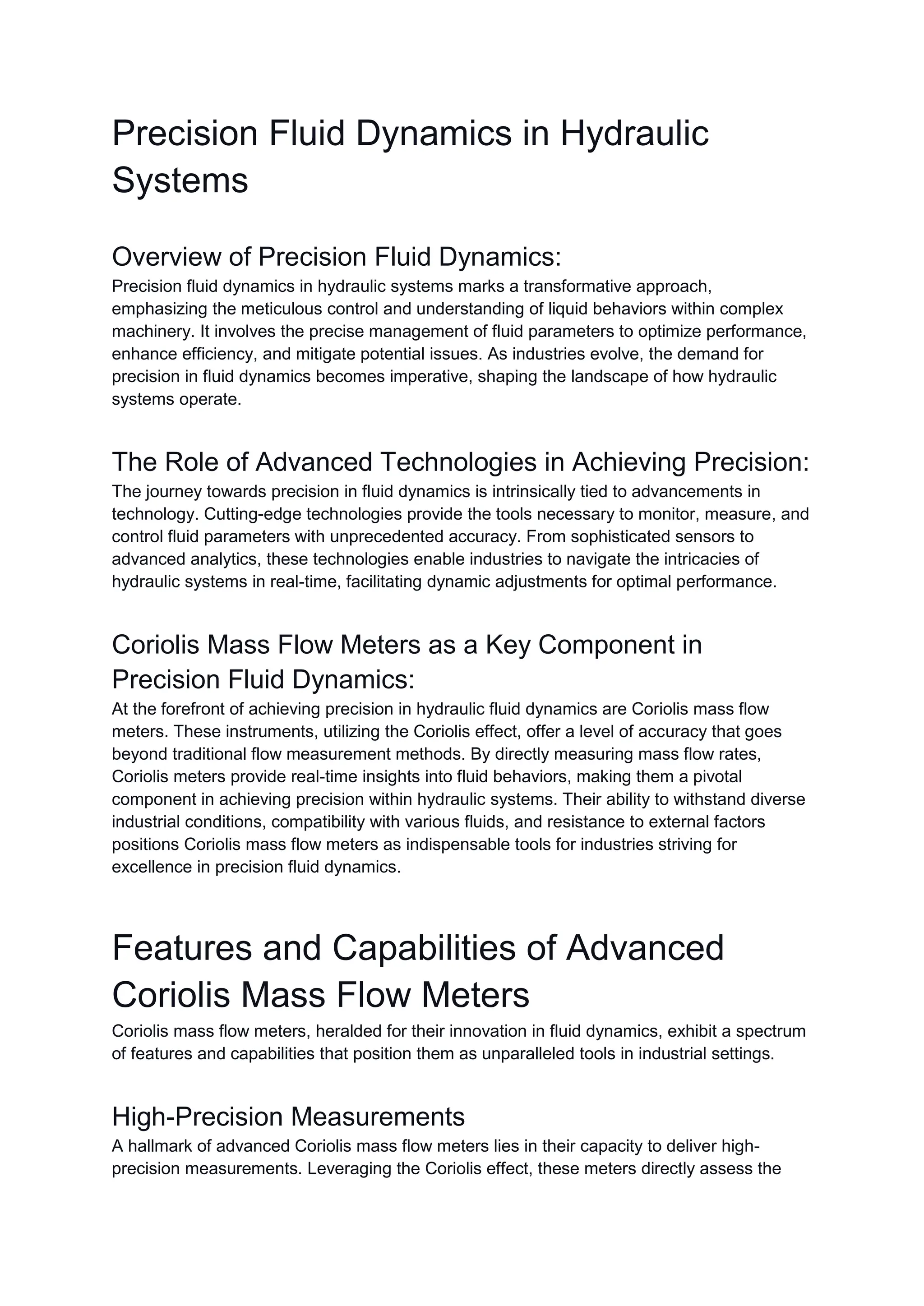 Precision Fluid Dynamics_ Advanced Coriolis Mass Flow Meter for ...