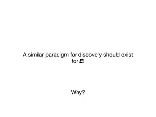 A similar paradigm for discovery should exist

for E!
Why?
 