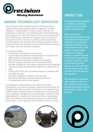 Precision mining solutions capability statement technology and process ...