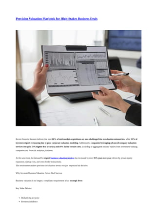 Precision Valuation Playbook for High-Stakes Business Deals: Strategies ...