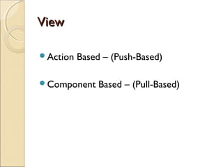 ViewView
Action Based – (Push-Based)
Component Based – (Pull-Based)
 