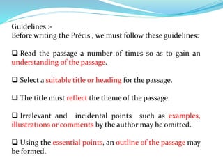 Precis writing | PPTX