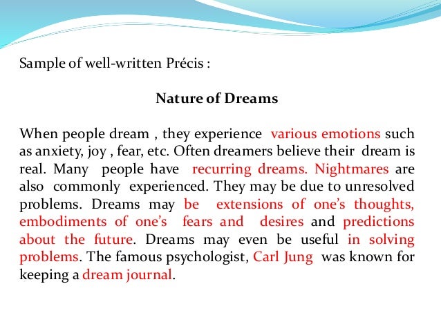 Write a precis well