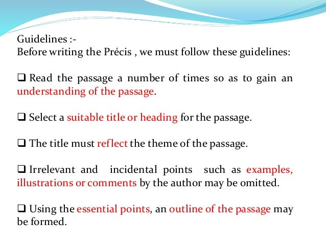 precis writing examples