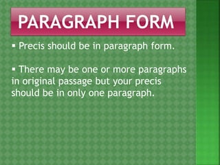 Precis writing | PPTX