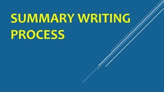 SUMMARY WRITING
PROCESS
 