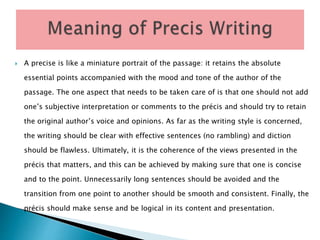 Precis writing | PPTX
