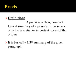 Precis writing | PPT