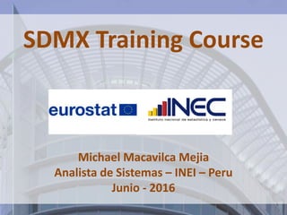 SDMX Training Course
Michael Macavilca Mejia
Analista de Sistemas – INEI – Peru
Junio - 2016
 
