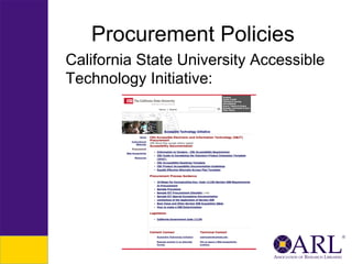 Procurement Policies
California State University Accessible
Technology Initiative:

 