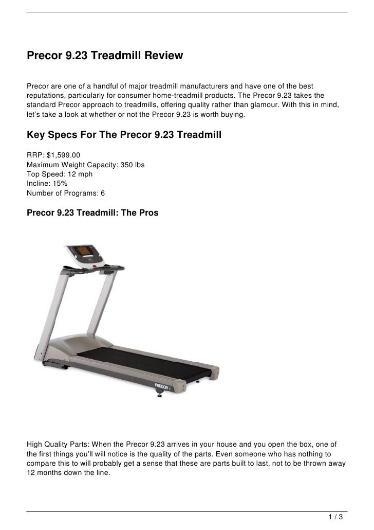 Precor 9.23 Treadmill Review
