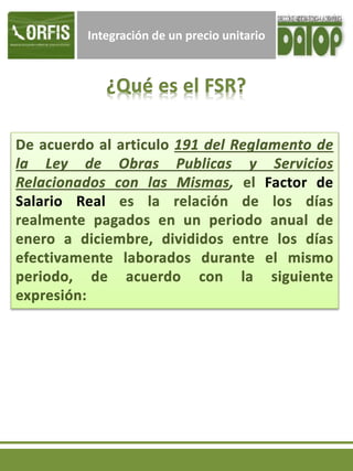 Integración de un precio unitario
 