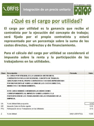 Integración de un precio unitario
 