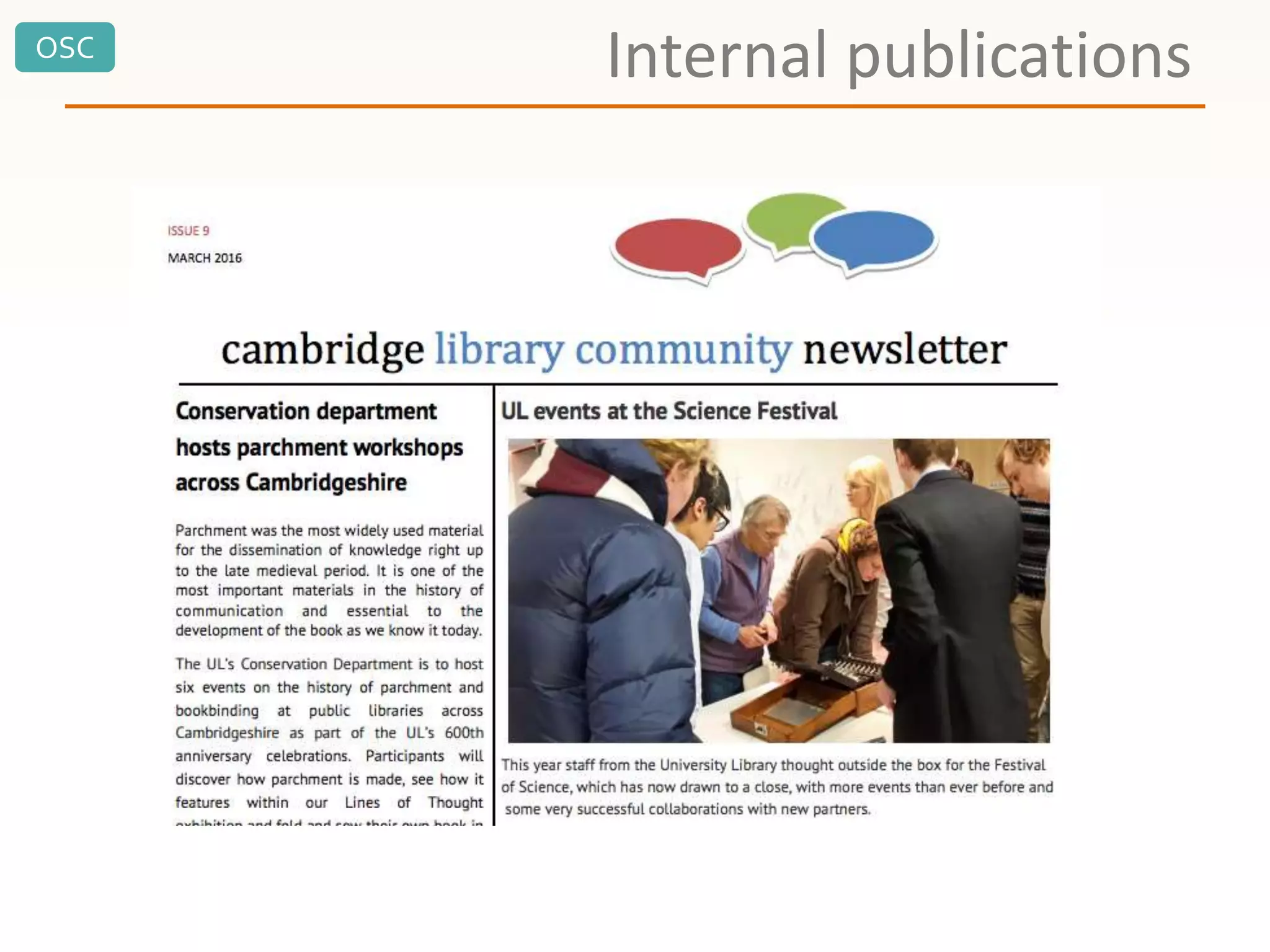 OSC
Internal publications
 