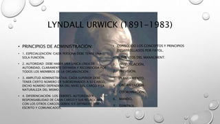 Urwick Precursores de la administración | PPTX