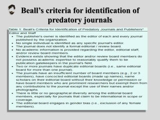 Beall’s criteria for identification of
predatory journals
 